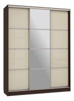 Бассо 2-600 с зеркалом (полки слева) венге/крем