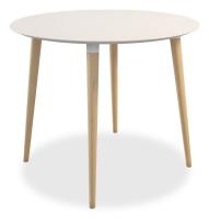 Стол обеденный Сканди 2, (900х900х750) белый/светлый лак