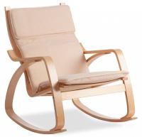 Кресло-качалка mod. AX3005 дерево береза, ткань: полиэстер/хлопок, 61х94,5х104 см, дерево: натуральный #1/ ткань бежевая 1501-4. Фото №1