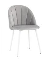 Стул Логан велюр светло-серый белые ножки. Фото №1