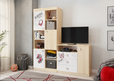 Энерджи Стеллаж дуб сонома/белый. Фото №2