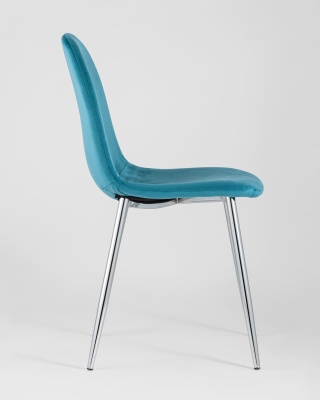 Стул Валенсия велюр темно-бирюзовый хромированные ножки. Фото