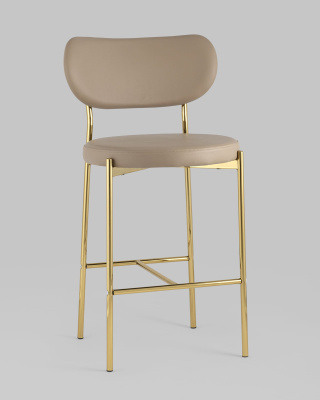 Стул полубарный Барбара экокожа бежевая золотые ножки. Фото №3