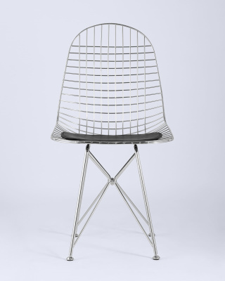 Стул обеденный Eiffel хромированный с черной подушкой. Фото