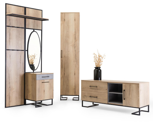 Шкаф одностворчатый Loft 45 см Дуб Натур. Фото №8