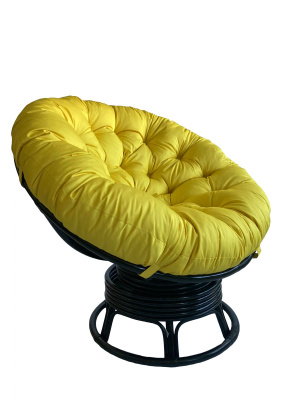 Кресло Папасан вращающийся 23/01В с желтой подушкой. Фото №3