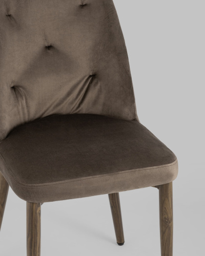 Стул Эмма велюр коричневый ножки дерево. Фото №9