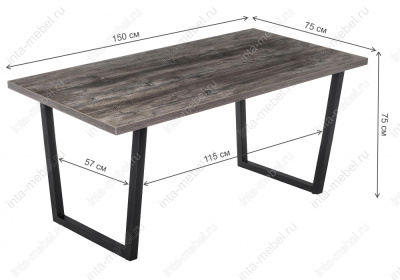 Стол деревянный Эльпатия 150 дуб рошелье / черный матовый. Фото