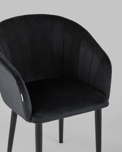 Стул с подлокотниками Нейтон велюр черный. Фото №9