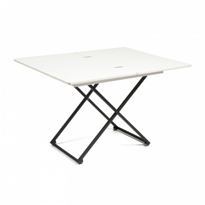 Стол универсальный трансформируемый MERIDIAN МДФ/металл, 85*50*57,5см/ 110,2*85*57,5 см, Белый, основание черное фото Стол универсальный трансформируемый MERIDIAN МДФ/металл, 85*50*57,5см/ 110,2*85*57,5 см, Белый, основание черное. Фото №2