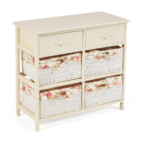 Комод с 2 ящиками Secret De Maison BANC ( mod. 4312) (butter white (слоновая кость), ткань -розочки). Фото №1