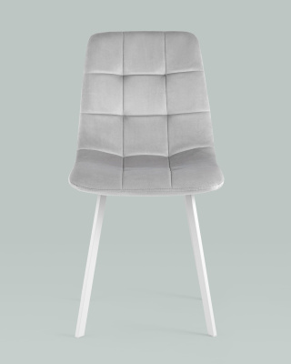 Стул Chilly велюр серебристый ножки белые. Фото