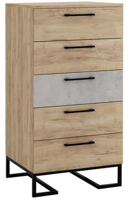 Комод с 5 ящиками Loft Дуб натур/Бетон фото Комод с 5 ящиками Loft Дуб натур/Бетон. Фото №2