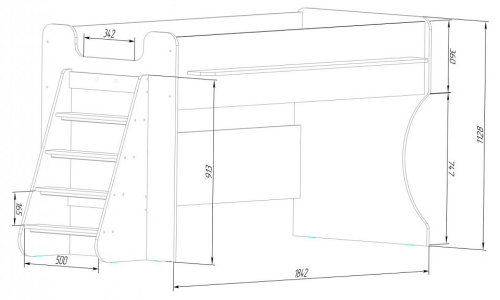 Кровать двухъярусная Р444, голубой. Фото №9