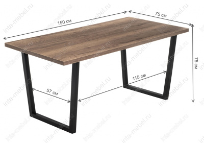 Стол деревянный Эльпатия 150 дуб велингтон / черный матовый. Фото