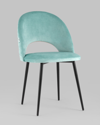 Стул Меган велюр с ромбами пыльно-голубой. Фото